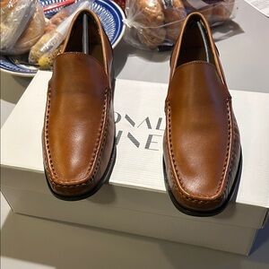 Men's Donald Pliner Brown Leather Venetian Loafers size 8 NIB NWT